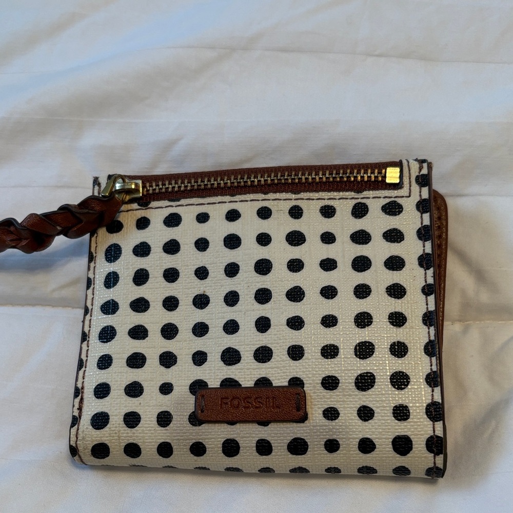 Fossil Black and Brown Polka Dot Wallet